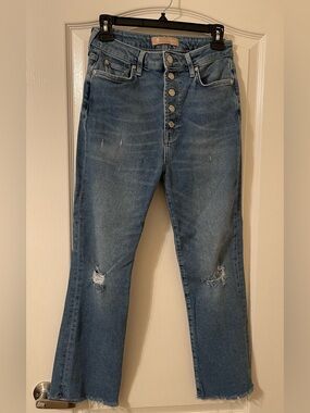 Seven7 Jeans High Waisted Women's Button-Fly Jeans - Light Blue